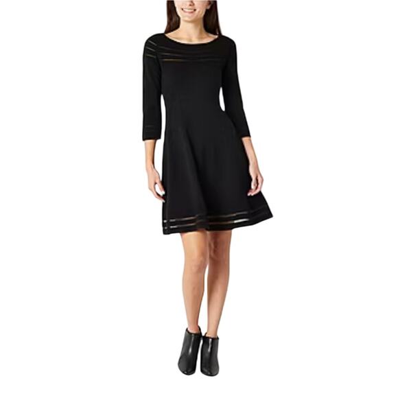 Jessica Howard Black Sweater Knit Dress M NWT Boat Neck LBD Office to Dinner - Picture 1 of 8
